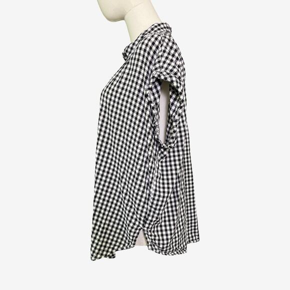 Abercrombie & Fitch Black White Gingham Short Sleeve Button Down Shirt L - Picture 5 of 9